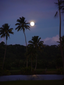 Full moonrise by the Hanalei river